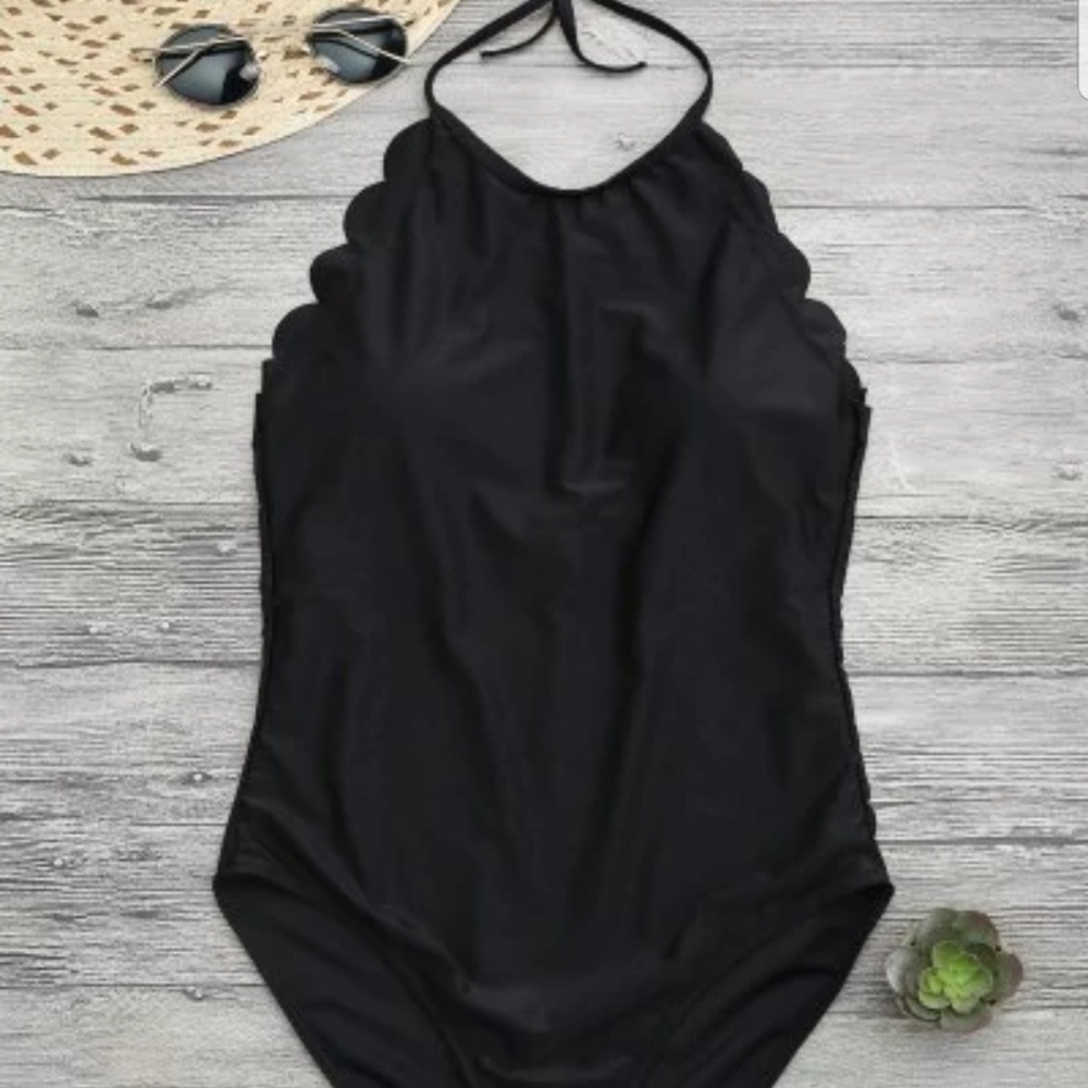 Scalloped one piece swimsuit